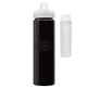a black body & clear infuser & clear lid newport 25 oz pet bottle with flip spout infuser