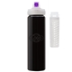 a black body & clear infuser & purple lid newport 25 oz pet bottle with flip spout infuser