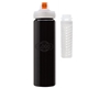 a black body & clear infuser & orange lid newport 25 oz pet bottle with flip spout infuser