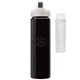 a black body & clear infuser & black lid newport 25 oz pet bottle with flip spout infuser