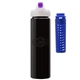 a black body & navy infuser & purple lid newport 25 oz pet bottle with flip spout infuser