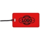 a red tag & black strap two color luggage tag