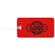 a red tag & white strap two color luggage tag