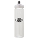 a clear body & black lid & clear infuser laguna 32 oz pet bottle with flip spout infuser