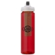 a red body & black lid & green infuser laguna 32 oz pet bottle with flip spout infuser