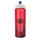 a red body & clear ice stick & navy lid 26 oz pet bottle with flip spout ice stick