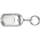 aerial view a matte silver bottle opener plastic key chain with led light, image 1 of 4