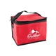 aerial view a red non - woven lunch cooler bag, image 1 of 2