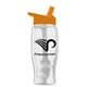 a clear bottle & orange lid poly - pure - 27 oz transparent bottle with flip straw lid