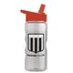 a clear bottle & red lid mini mountain 22 oz tritan(tm) sports bottle with flip straw lid