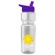 a clear bottle & violet lid champion - 28 oz transparent bottle with flip straw lid and digital imprint