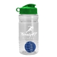 a clear bottle & green lid & royal blue mixing ball groove 20 oz tritan(tm) shaker bottle with flip lid and mixing ball
