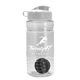 a clear bottle & white lid & black mixing ball groove 20 oz tritan(tm) shaker bottle with flip lid and mixing ball
