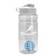 a clear bottle & white lid & cyan mixing ball groove 20 oz tritan(tm) shaker bottle with flip lid and mixing ball