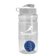 a clear bottle & white lid & royal blue mixing ball groove 20 oz tritan(tm) shaker bottle with flip lid and mixing ball