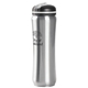 aerial view a silver 28 oz slim stainless skinny water bottle, image 1 of 2