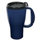 aerial view a navy blue polyproylene seafarer 16 oz mug, image 1 of 2