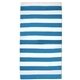 a turquoise/white horizontal cabana stripe beach towel