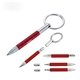 a red troika micro construction red twist ballpoint pen keychain split - ring stylus screwdriver ruler