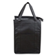 aerial view a black 12w x 16h x 10 gusset - large insulated cooler zipper tote bag, image 1 of 6