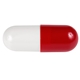 aerial view a white long end capsule & red short end capsule refillable capsule (5 1/2 x 2), image 1 of 2