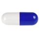 a white long end capsule & blue short end capsule refillable capsule (5 1/2 x 2)