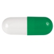 a white long end capsule & green short end capsule refillable capsule (5 1/2 x 2)