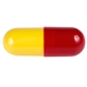 a yellow long end capsule & red short end capsule refillable capsule (5 1/2 x 2)