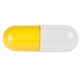 a yellow long end capsule & white short end capsule refillable capsule (5 1/2 x 2)
