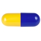 a yellow long end capsule & blue short end capsule refillable capsule (5 1/2 x 2)