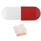 a white long end capsule & red short end capsule capsule bandage dispenser (flat)