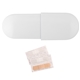 a white long end capsule & white short end capsule capsule bandage dispenser (flat)