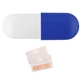 a white long end capsule & blue short end capsule capsule bandage dispenser (flat)