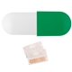 a white long end capsule & green short end capsule capsule bandage dispenser (flat)