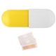 a yellow long end capsule & white short end capsule capsule bandage dispenser (flat)