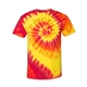 aerial view a inferno dyenomite - multi - color spiral tie - dyed t - shirt - colors, image 1 of 3