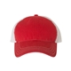 aerial view a red/ white richardson trucker snapback cap, image 1 of 3