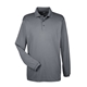 aerial view a charcoal ultraclub - mens cool dry long sleeve meshpiqu polo, image 1 of 4