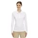 aerial view a white 701 core365 ladies pinnacle performance long - sleeve piqu polo, image 1 of 6
