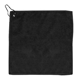 aerial view a black microfiber golf towel 12 x 12, image 1 of 7