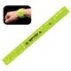 aerial view a neon yellow reflective safety slap bracelet, image 1 of 2
