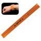 aerial view a neon orange reflective safety slap bracelet, image 1 of 2
