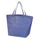 aerial view a blue crosshatch non - woven shopper tote bag, image 1 of 2