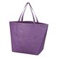 aerial view a purple crosshatch non - woven shopper tote bag, image 1 of 2