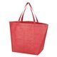 aerial view a red crosshatch non - woven shopper tote bag, image 1 of 2