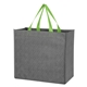 aerial view a gray with lime green trim non - woven cody tote bag, image 1 of 2