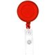 aerial view a translucent red round retractable badge holder, image 1 of 2
