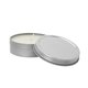 aerial view a silver promotional 2 oz scented candle in screw - top metal tin with your logo, image 1 of 2
