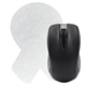 a white ribbon shaped dye sublimated computer mouse pad