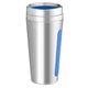 aerial view a silver/blue dual - grip travel tumbler - 15 oz, image 1 of 4